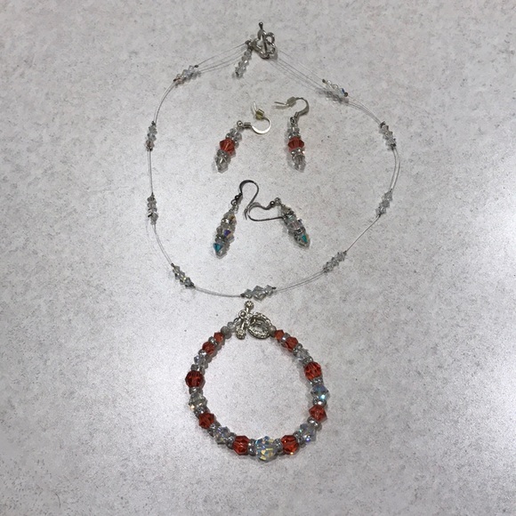 Swarovski crystal necklace , bracelet , earrings - Picture 3 of 5